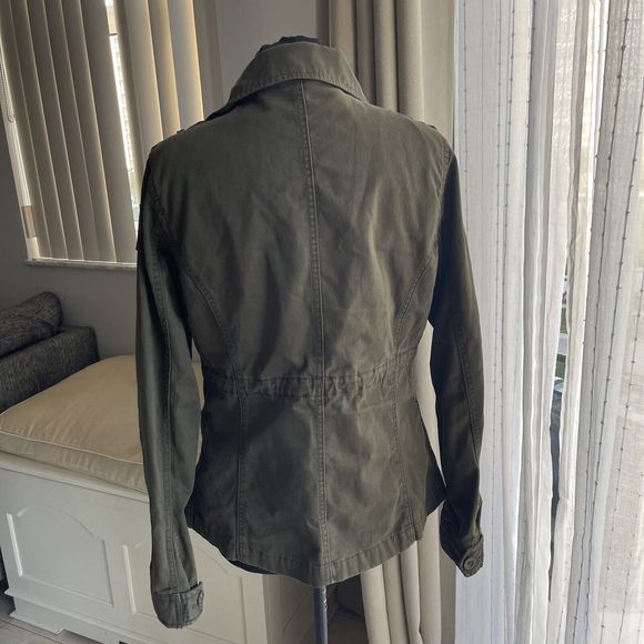 VTG SUPERDRY JPN WOMEN'S BUTTON DOWN JACKET ARMY GREEN POCKETS MILITARY SIZE M - Picture 3 of 8
